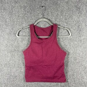 Lululemon Ebb To Street Tank Top Ribbed Crop Burgundy Womens Size 6 #1455